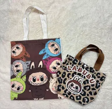 [새상품] LABUBU 러브브 토트백 2개 세트 레오파드 무늬 캐릭터