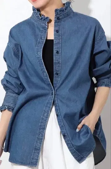 데님 프릴 블라우스 JOURNAL STANDARD lerume