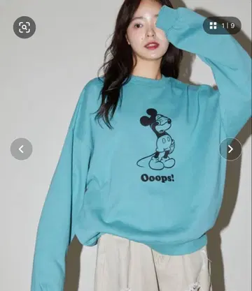 PUBLUX Disney 디즈니 미키마우스 맨투맨 M 민트 그린