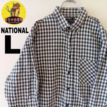 USA 구제 의류 NATIONAL 플란넬 셔츠 L 블랙 화이트 체크