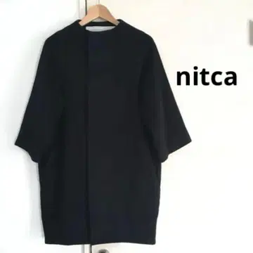 [ 새상품급 ] nitca 울 캐시미어 노카라 코쿤 코트 블랙 일본제