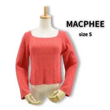 새상품급 MACPHEE (맥피) 코튼 리브 니트 S 코랄