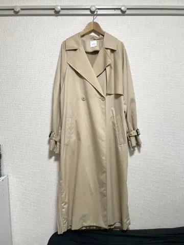 [Ameri/아메리빈티지] 백 플리츠 트렌치코트 롱 코트