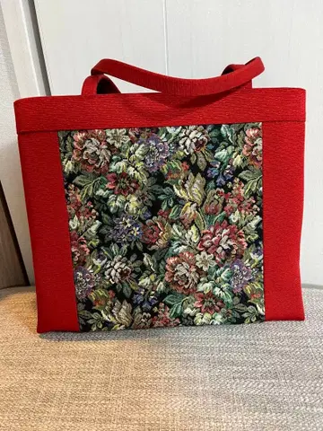 빨간색 꽃무늬 토트백