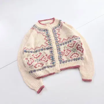 빈티지 숏 기장 핸드 니트 가디건 C2