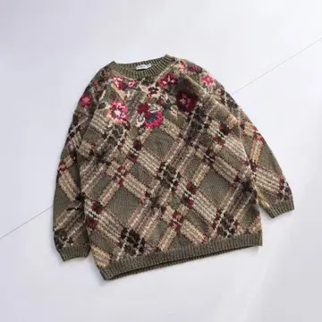 빈티지 꽃무늬 아가일 무늬 니트 SR4