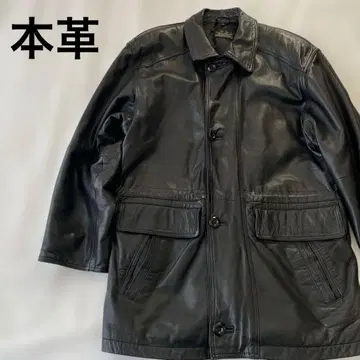 가죽 코트 천연 가죽 블랙 남성용 M 사이즈 하프 기장
