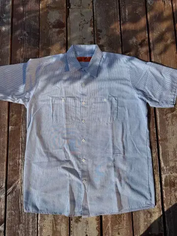 RED KAP 반팔 셔츠 M 라이트 블루 스트라이프