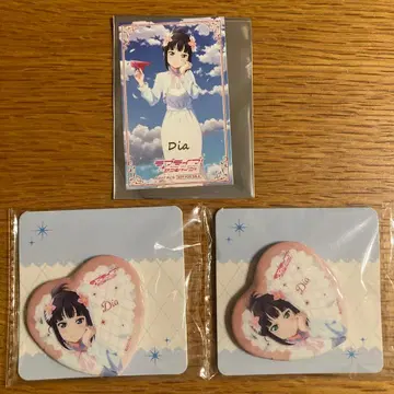 러브 라이브 쿠로사와 다이아 하트형 캔뱃지 카드 3종 세트 모리 한정판