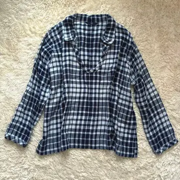 45R 풀오버 코튼 셔츠 면 100% 빅 루즈 체크 무늬