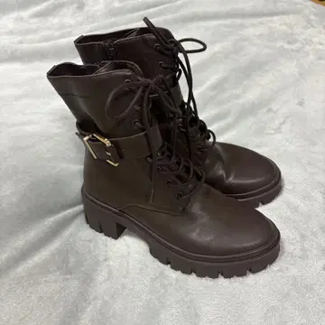 새상품급 RANDA 레이스업 트랙 밑창 부츠 브라운 S 22.5