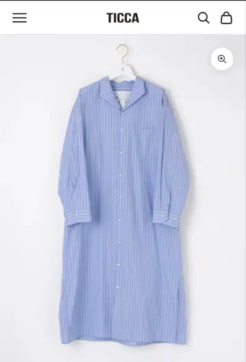 TICCA 코튼 오픈 카라 긴팔 셔츠 원피스 새상품