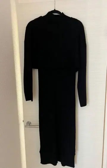 [ 1회 착용 ] 니트 세트 롱 원피스