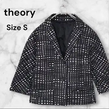 띠어리 숏 기장 체크 테일러드 자켓