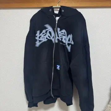 SEQUENZ 시크엔즈 블랙 풀 집업 후드티 XL