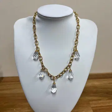 크리스탈 장식 골드 체인 목걸이