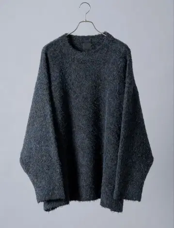 믹스 울 혼방 샤기 니트 풀오버 Dark blue