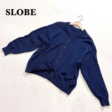 슬로브 이에나 가디건 긴팔 네이비 코튼 혼방 캐주얼