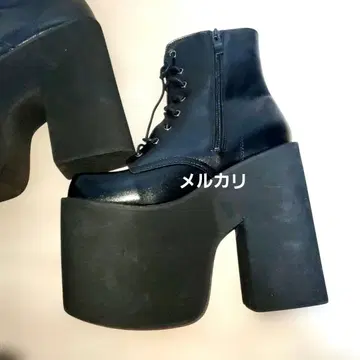 24.5cm 경량 17cm 통굽 부츠 부티 블랙 인조 가죽