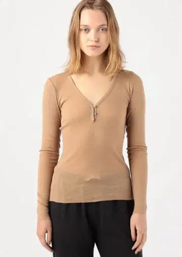 미사용품 JAMES PERSE 코튼 캐시미어 헨리넥 니트