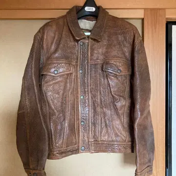 중고품 남성용 ROBO 브라운 라무 가죽 자켓 남성용 M 무스탕 옷깃