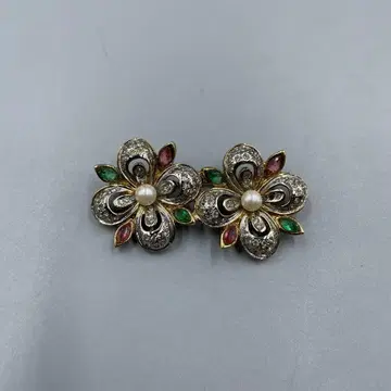 20 빈티지 이탈리아제 꽃 모양 브로치 펄 컬러 스톤