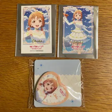 러브 라이브 타카미 치카 하트형 캔뱃지 카드 3종 세트 모리 한정판