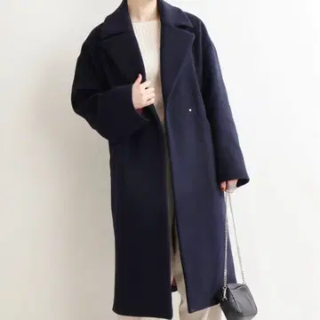 이에나 MANTECO 오버 체스터 코트 38 네이비 고급 실루엣