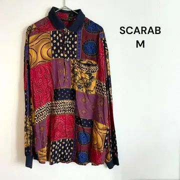 SCARAB 긴팔 셔츠 올 패턴 이탈리아제 패치워크 패턴 구제 의류 M