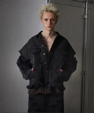 Sweat Docking Design Damage Denim Jacket