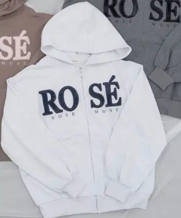 로제 뮤즈 Fur logo zip hoodie 새상품 라이트 그레이