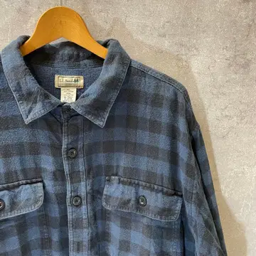 L.L.Bean 체크 무늬 긴팔 셔츠 XL 블루