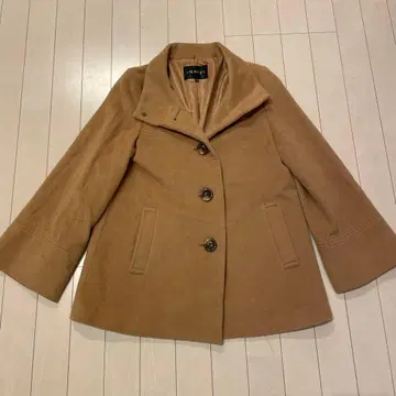 새상품급 INDIVI 모카 브라운 울 혼방 버튼 코트