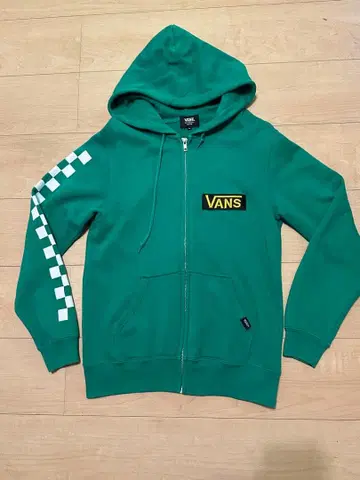 VANS 그린 후드티 체크 무늬