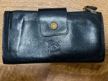 ILBISONTE 블랙 가죽 장지갑 지퍼 포함