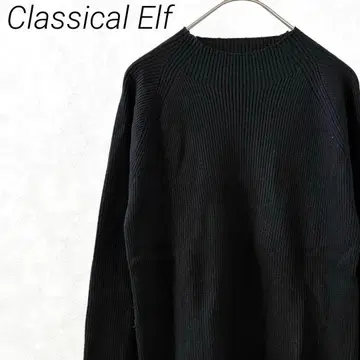 Classical Elf 니트 스웨터 모크넥 소매 버튼 심플