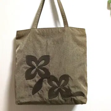 카키 꽃무늬 자수 토트백 IBZA