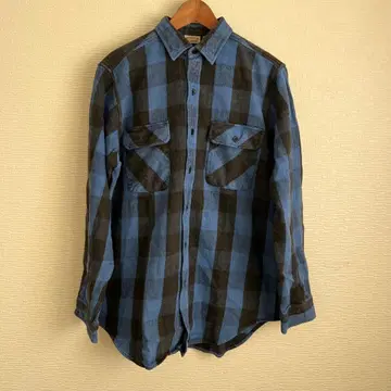 파이브브라더 플란넬 셔츠 청흑 L-TALL FIVEBROTHER