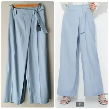 [ 새상품 ] PLST 샴브레이 랩 팬츠