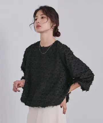 자카드 벌룬 블라우스