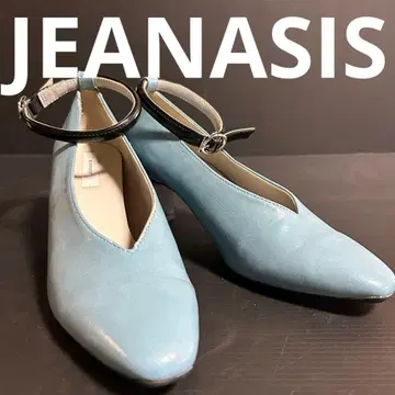 새상품급 JEANASIS 지나시스 스퀘어 힐 펌프스 라이트 블루