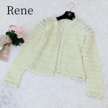 [ Rene/르네 ] [ M ] 트위드 긴팔 가디건 일본제 보더 겉옷