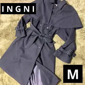 컨디션 최상 잉그 블랙 롱 코트 벨트 포함 판초 탈부착 가능 블랙