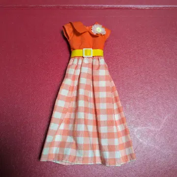 제니 옷 갈아입기 드레스 오렌지 체크