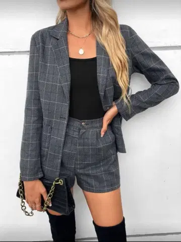 SHEIN 그레이 체크 무늬 셋업