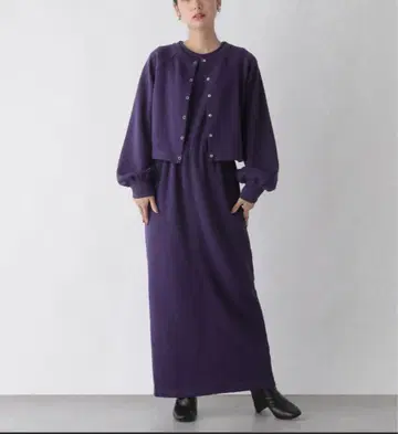 로리즈팜 퍼플 롱 원피스 셋업