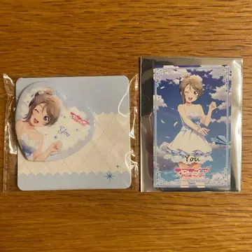 러브 라이브 와타나베 요우 하트형 캔뱃지 카드 2종 세트 모리 한정판