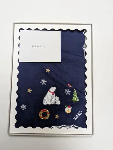 미사용 새상품 와코 WAKO 자수 손수건 곰