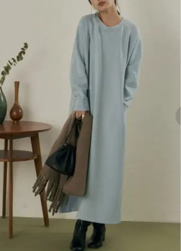 Aunt Marie's 라이트 블루 롱 원피스