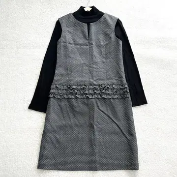 새상품급 Rene 도트 프릴 원피스 오버롤 스커트 34 그레이